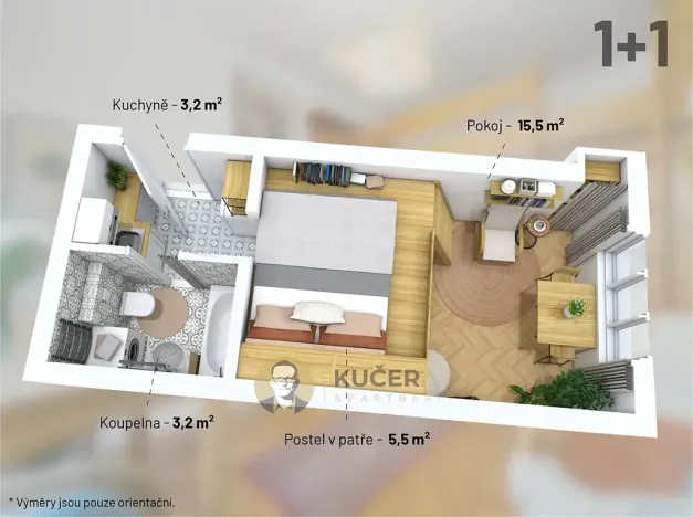 Pronájem bytu 1+kk, Praha - Vinohrady, V Horní Stromce, 22 m2