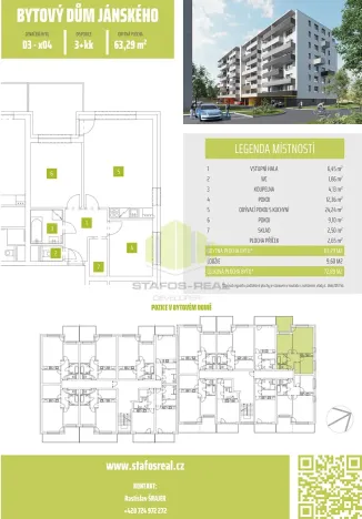 Pronájem bytu 3+kk, Olomouc, Janského, 63 m2