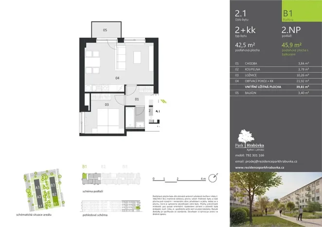 Pronájem bytu 2+kk, Ostrava, Hasičská, 43 m2