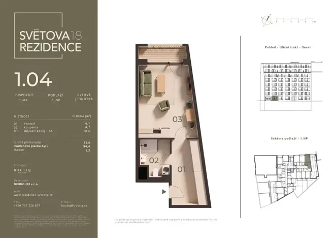 Prodej bytu 1+kk, Praha - Libeň, Světova, 33 m2