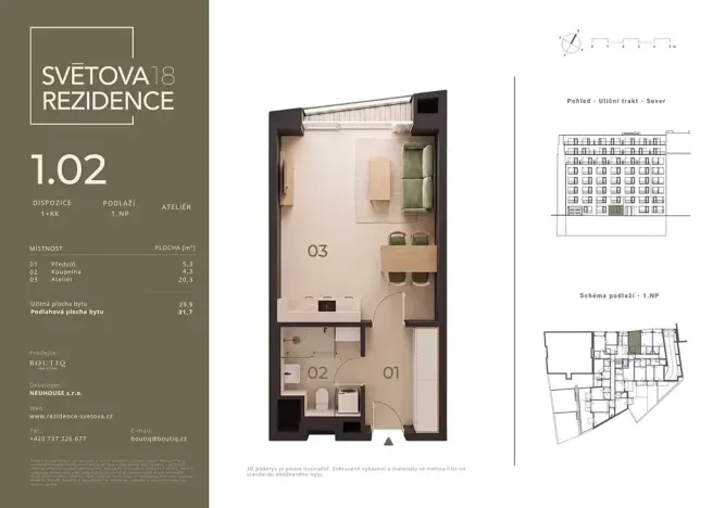Prodej bytu 1+kk, Praha - Libeň, Světova, 30 m2