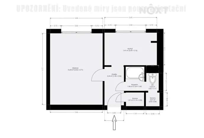 Pronájem bytu 1+1, Heřmanův Městec, V Lukách, 34 m2